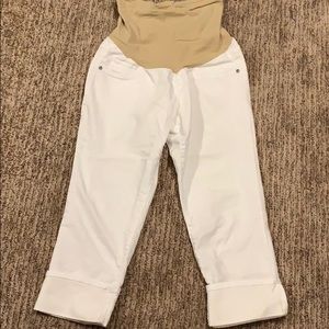 White maternity cropped jeans